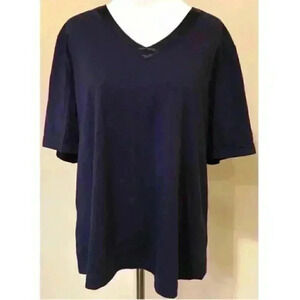 Sport Savvy Womans Top Size Large Navy Blue V neck